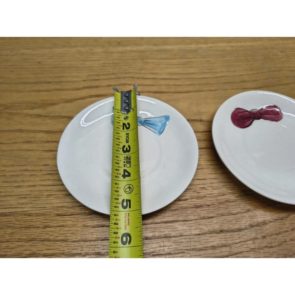 Vintage‎ Relco Japan Mom & Pop Bow Tie Ribbon Pair of Saucers